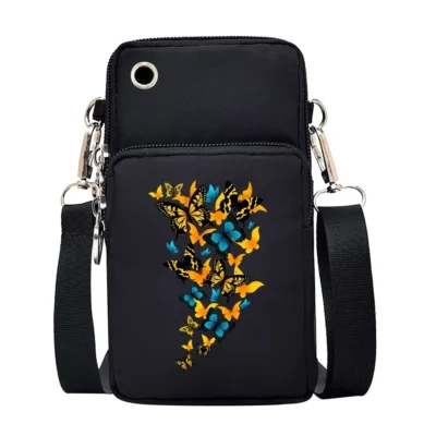 Universal Mobile Phone Bag Iphone 13 Huawei Shoulder Cross-body Package Women Sport Pouch Unisex Arm Wrist Bags Butterfly Print