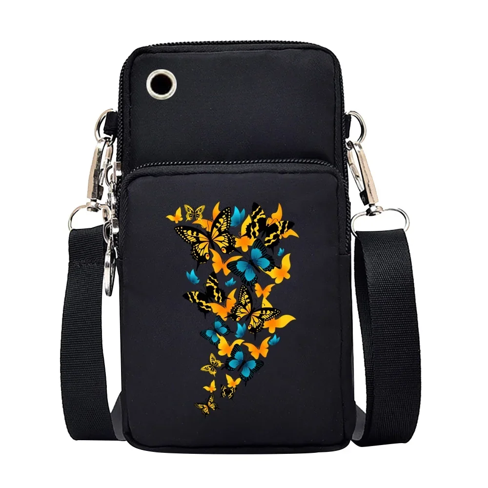 Universal Mobile Phone Bag Iphone 13 Huawei Shoulder Cross-body Package Women Sport Pouch Unisex Arm Wrist Bags Butterfly Print