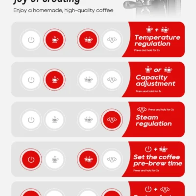 HiBREW H10A Black Espresso Machine Temperature Volume Pre Brewing Adjustable 58mm Portafilter Cappuccino Coffee Maker