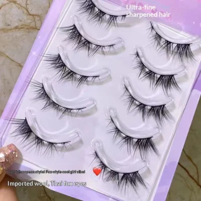 5 Pairs Winged False Eyelashes Reusable Natural Thick Long Manga Lashes Fox Eye Makeup Beauty Tool