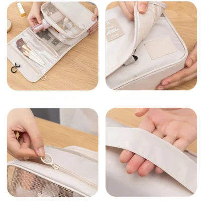 Hanging Toiletry Bag for Business Trips Portable Large Capacity Skincare Makeup Bag Dry and Wet Separation Folding Storage Bag