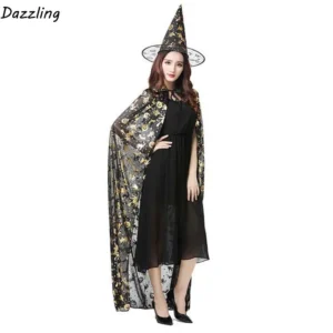 Performance Costumes Halloween Cloak Sets Witch Caps Pumpkin Wizard Robe Bat Hat Cosplay Witch Clothes Party Show