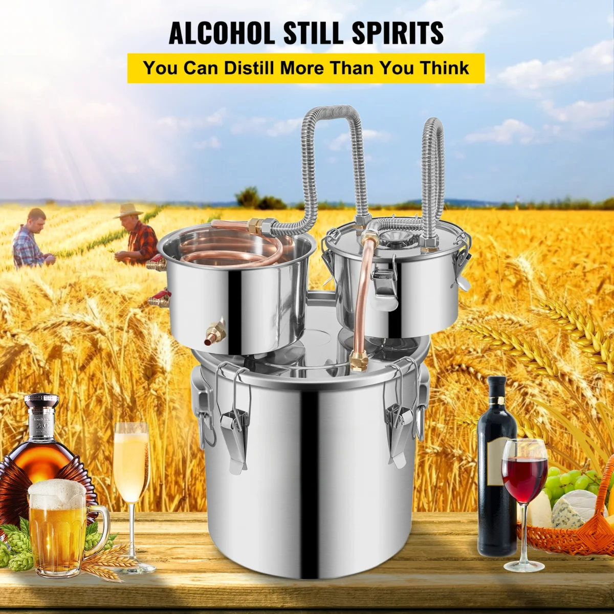 12L 20L 30L 50L Alcohol Brewing Distiller DIY Moonshine Apparatus Stainless Steel Still Whisky Beer Brandy Home Appliance