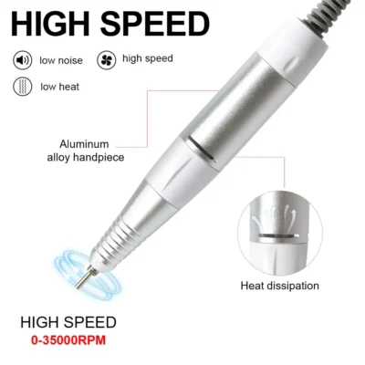 35000rpm 5Pins Electric Nail Drill Machine Handle Handpiece Pedicure Replacement Pen Manicure Beauty Tool ABE Accessory