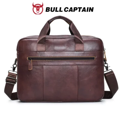 BULLCAPTAIN Men's Bag Genuine Leather Men Briefcase for Laptop 14 Messenger Men's Leather Bag Business Portfolio for Document A4