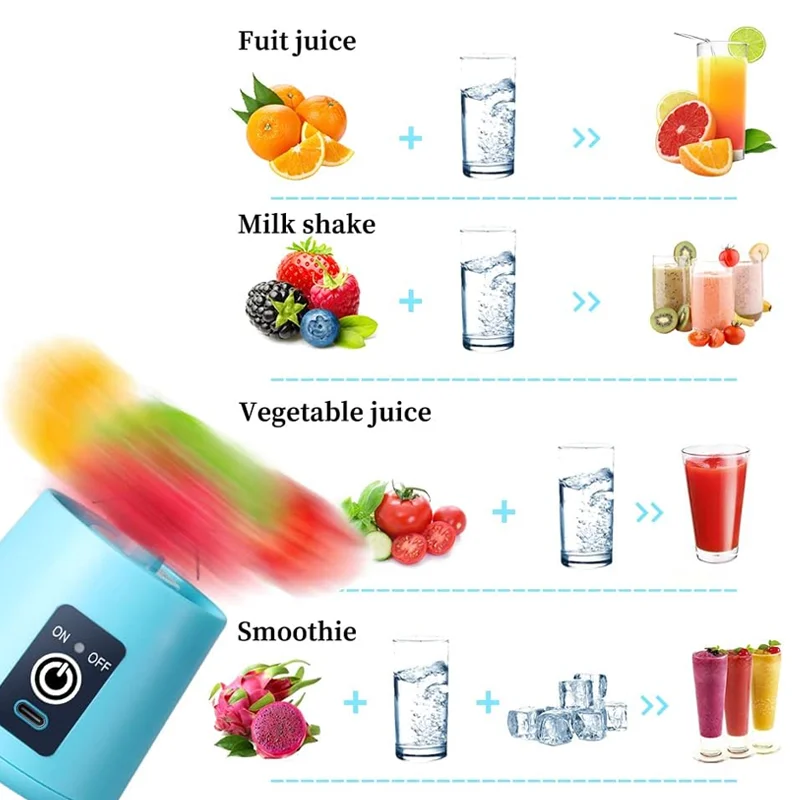 380ml Household Juice Mixer Mini Electric Juicer USB Rechargeable Smoothie Smoothie Shake Mixer Outdoor Picnic Portable Juicer