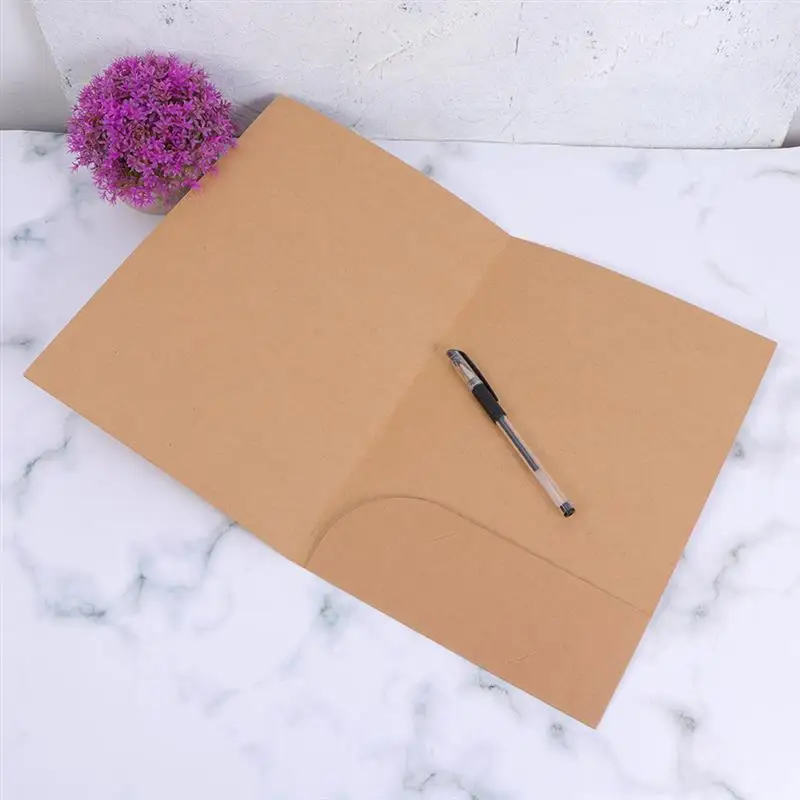 10pcs A4 Kraft Paper File Folder Document Folder Office File Bag File Bag Organizer Storage Holder School Stationery Supplies