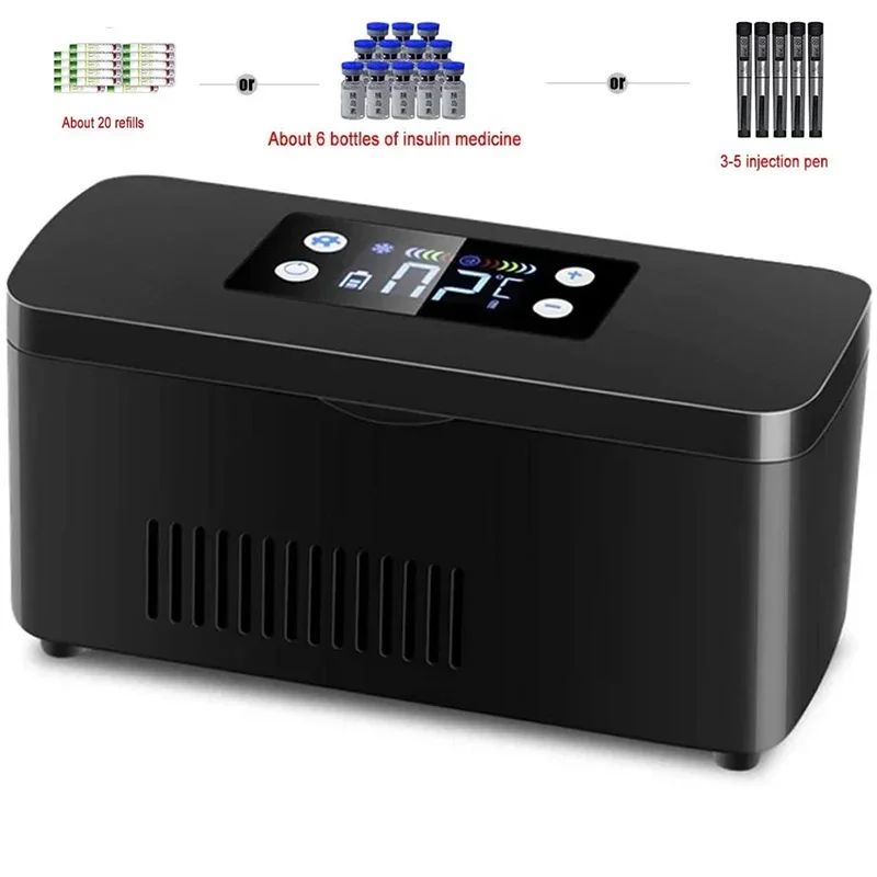 Insulin Cooler Portable Hormone Drugs Fridge Medicine Box for Home Interferon Growth Pill Organizer Built-Battery Travel Car