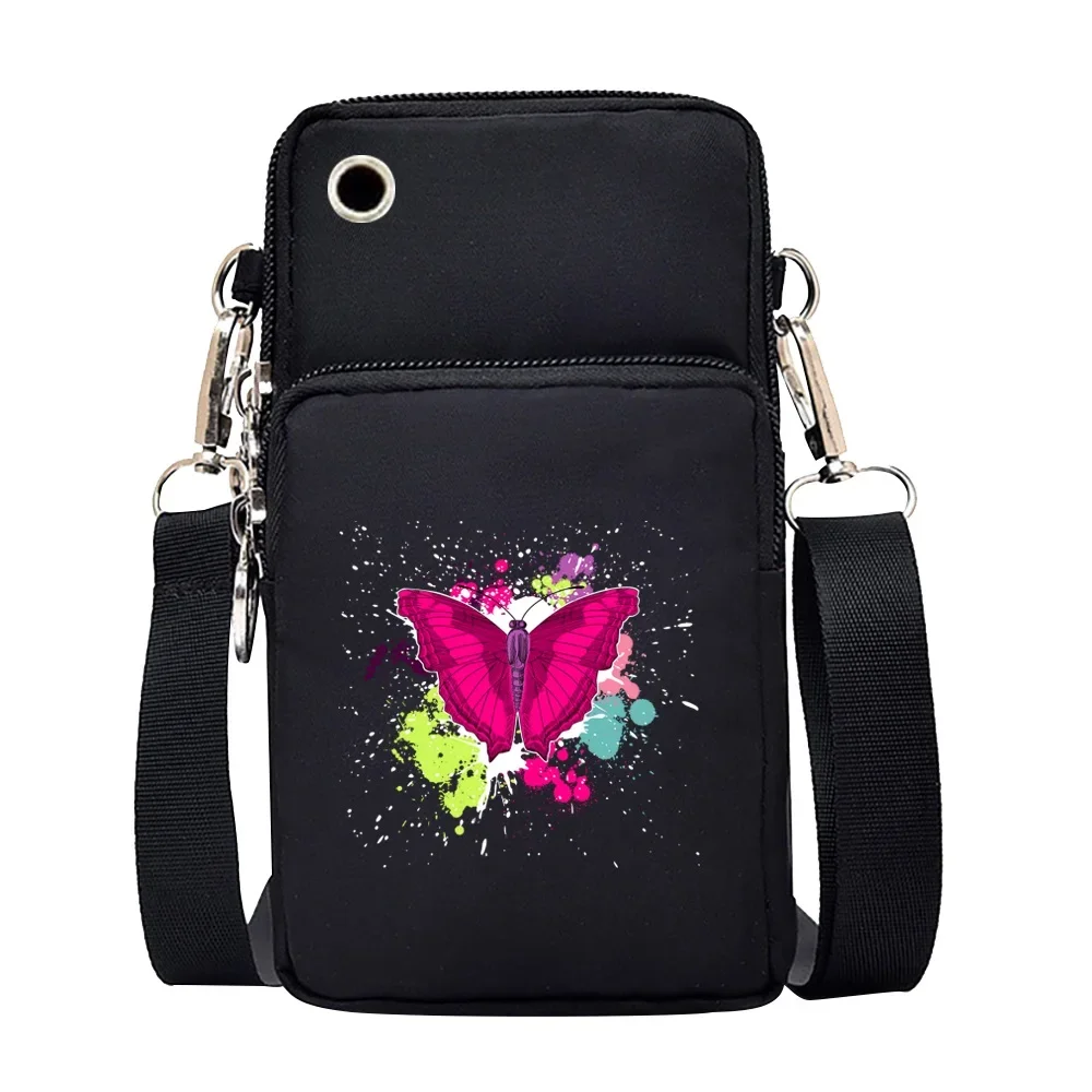 Universal Mobile Phone Bag Iphone 13 Huawei Shoulder Cross-body Package Women Sport Pouch Unisex Arm Wrist Bags Butterfly Print