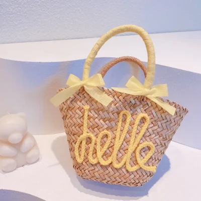 Fashionable Wheat Straw Bags For Girls Sweet Holiday Outdoor Seaside Beach Bag Summer Handmade Woven Bags Small Handbag