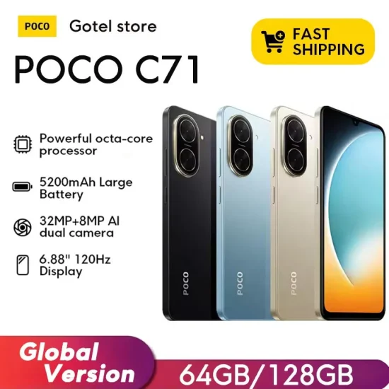 Xiaomi POCO C71 4GB RAM 128GB ROM 6.88" 32MP 5200 mAh Battery Global version 15W Smartphone