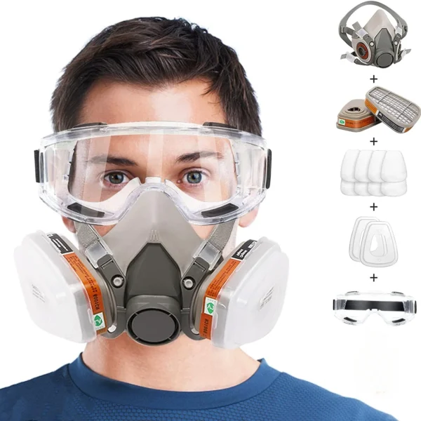 Respirator Half Face Mask Reusable Chemical Respirator Filter Goggles Dust and Poison Protection Paint Spraying Work Safety Mask