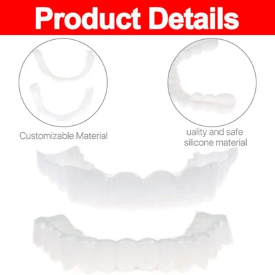 Perfect Fit Teeth Whitening Fake Tooth Cover Snap On Silicone Smile Veneers Teeth Upper Beauty Tool Cosmetic Teeth High-Quality