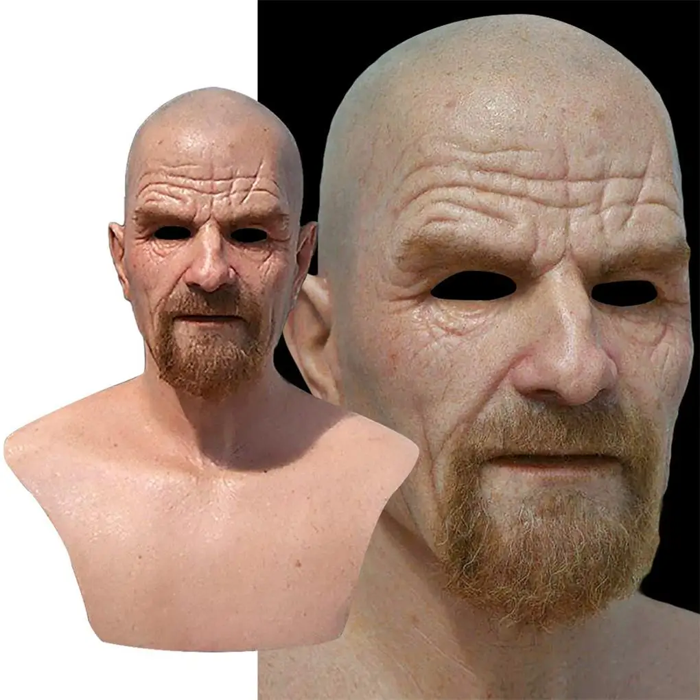 Old Man Mask Halloween Party April Fool’s Day Wrinkle Full for Head Mask Face Mask Party Supplies Thriller Cosplay Prop