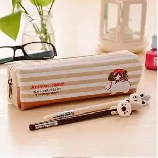 1 Piece Lytwtw's Kawaii Pen Pencil Bag Canvas School Offfice Stationery Makeup Pouch Case holder organizer Cute Things Gift
