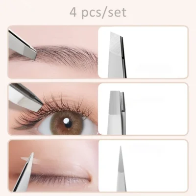 Eyebrow Tweezers Set 1/4 Pcs Stainless Steel Eyebrow Forceps Professional Beauty Tool Set For Facial Hair Inward Growing