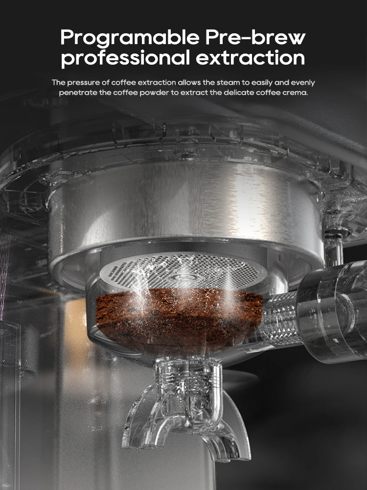 HiBREW H10A Black Espresso Machine Temperature Volume Pre Brewing Adjustable 58mm Portafilter Cappuccino Coffee Maker