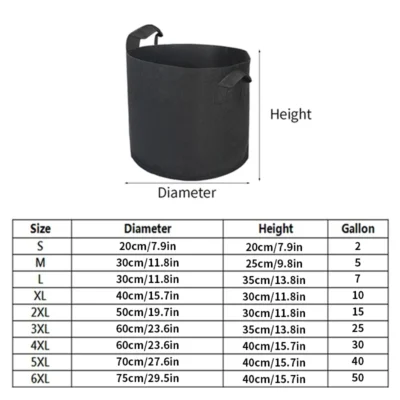 2-50 Gallons Plant Grow Bags Felt Potato Strawberry Planting Bag Garden Vegetable Seedling Bag Nursery Pot Gardening Accessories