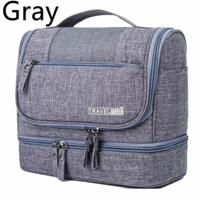 Foldable Toiletry Washbag with Hanging Hook Waterproof Women Bathroom Cosmetic Storage Bag Large Capacity Travel Men Makeup Case