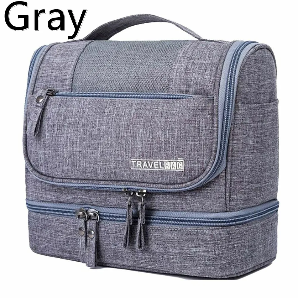 Foldable Toiletry Washbag with Hanging Hook Waterproof Women Bathroom Cosmetic Storage Bag Large Capacity Travel Men Makeup Case
