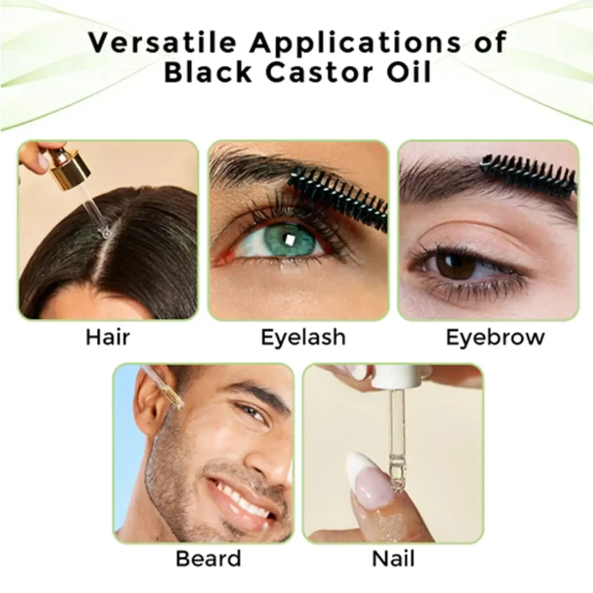 Black Castor Oil Natural Hair Growth Eyebrow Scalp Treatment Dense Strengthen Repair Nourish Moisturize Lashes Regrowth Essence