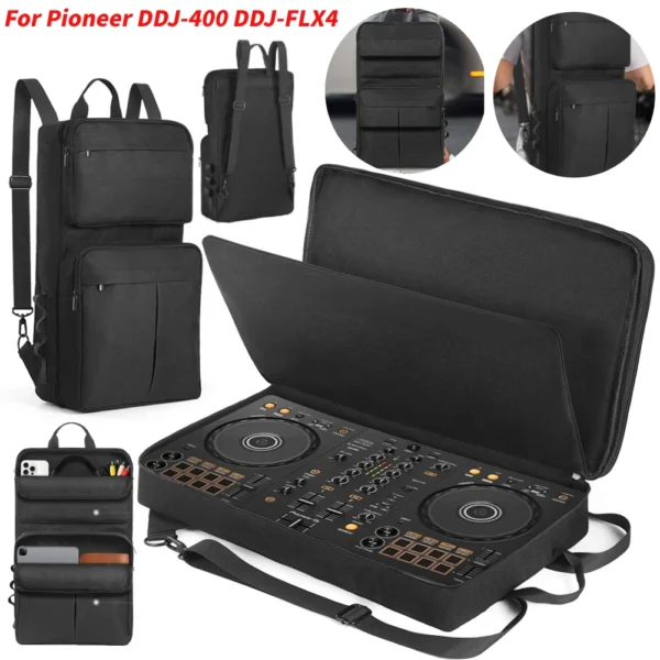 DJ Carrying Case Backpack for Pioneer DDJ-400 DDJ-FLX4 DJ Controller Case Portable Storage Bag Travelling Case for Roland DJ-202