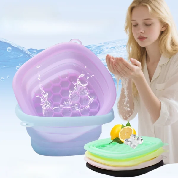 Foldable Face Ice Bath Bowl Facials Plunge Washbasin Silicone Portable Travel Home Skincare Ice Facials Bath