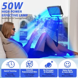 Alternative view of 50W Tanning Lamp Tripod Solarium Lamp for UV Tanning Body Wavelength 460nm&480nm 48PCS Blue Light Lamp Solarium Tanning Skincare