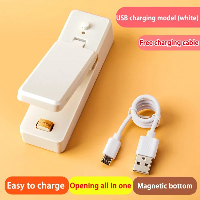 Portable Food Bag Sealing Machine Usb Rechargeable Household Vacuum Kaifeng Integrated Integrated Snack Sealer Kitchen Tools