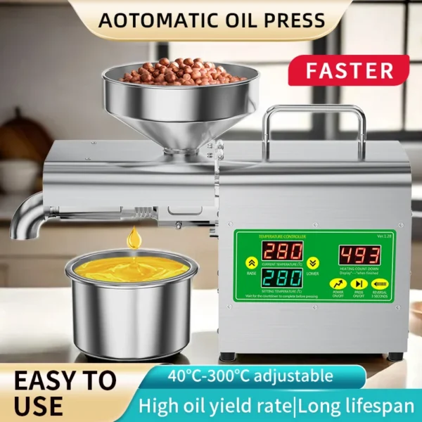 X3S 600W Intelligent Oil Press Machine 220V 110V Stainless Steel Cold And Hot Press 20+ Oil Seeds  Real-Time Temperature Control