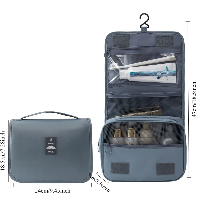 Hanging Toiletry Bag for Business Trips Portable Large Capacity Skincare Makeup Bag Dry and Wet Separation Folding Storage Bag