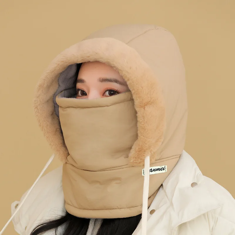 Winter Warm Cycling Hat for Men, Windproof Thick Neck Integrated Face Mask for Women, Windproof Headcap for Cycling