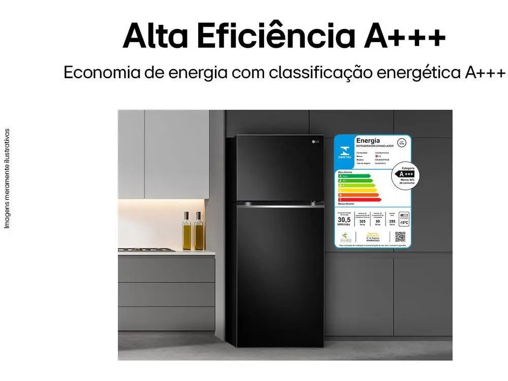 Refrigerator/Cooler LG Frost Free Black 395L - 220V