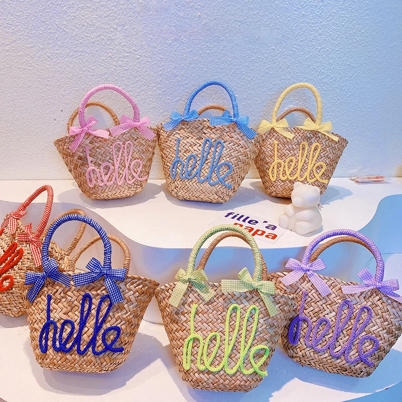 Fashionable Wheat Straw Bags For Girls Sweet Holiday Outdoor Seaside Beach Bag Summer Handmade Woven Bags Small Handbag