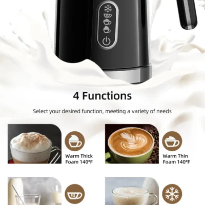 BioloMix,4 in 1 Automatic Hot and Cold Milk Frother Warmer for Latte, Foam Maker, Hot Chocolates, Cappuccino