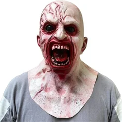 Alternative view of Zombie Mask Creepy Halloween Props Scary Realistic Face Mask Adult Party Cosplay Costume Props Horror Infected Zombie Masks