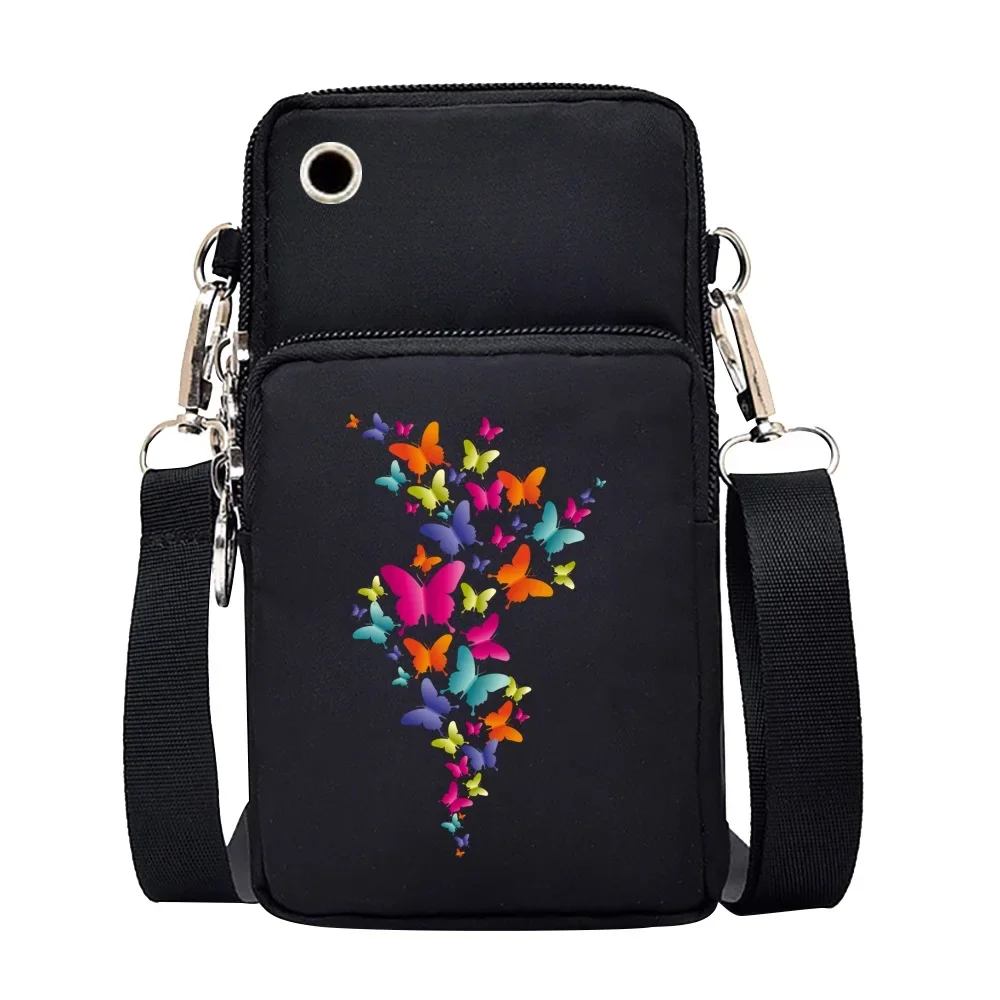 Universal Mobile Phone Bag Iphone 13 Huawei Shoulder Cross-body Package Women Sport Pouch Unisex Arm Wrist Bags Butterfly Print