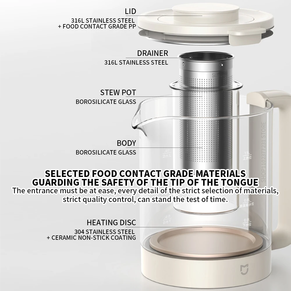 NEW Xiaomi S2 Multifunctional Health Pot kettle 1.5L Household Appliances 800W 304 Stainless Steel Heat Preservation