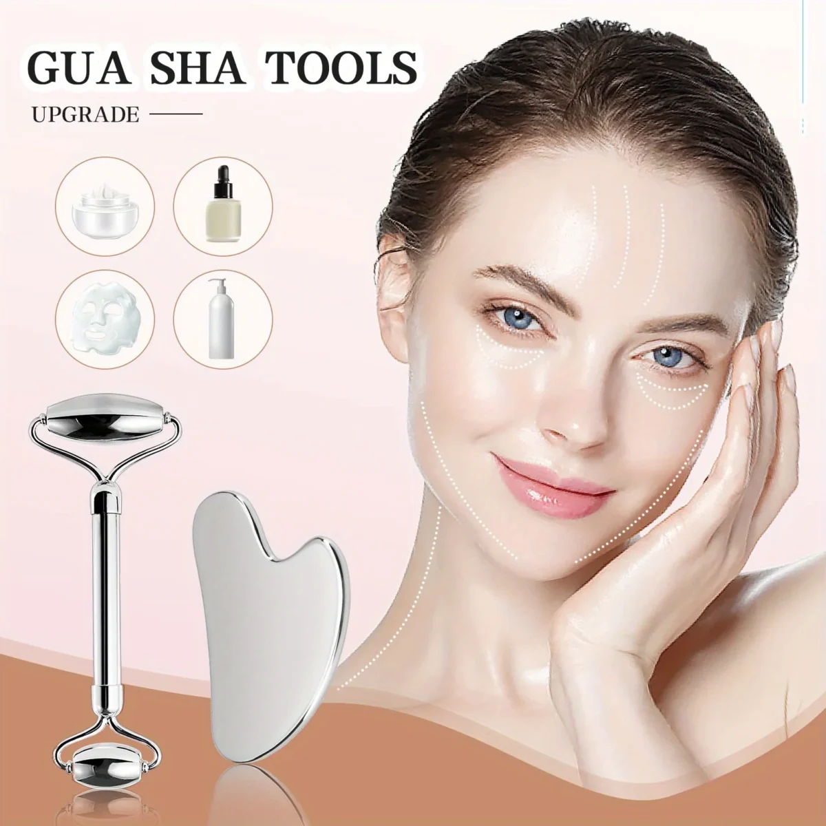1/2/3pcs Ice Face Roller Facial Skincare Ice Roller Set,Facial Roller GuaSha FaceTool Set,Face Massage Roller Lifting Contouring