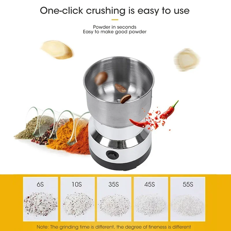 Mini Electric Grinder 300ml Ultrafine Pulverizer for Baby Food Coffee Spice Pepper Grain Mill with 2/4 Blades Household Use