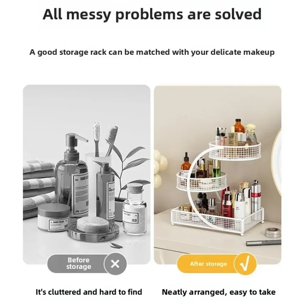 1PC Makeup Storage Rack Cosmetic Organizer Metal Organizing Box Multi-layer Skincare Lightweight No-Installation Home Storage