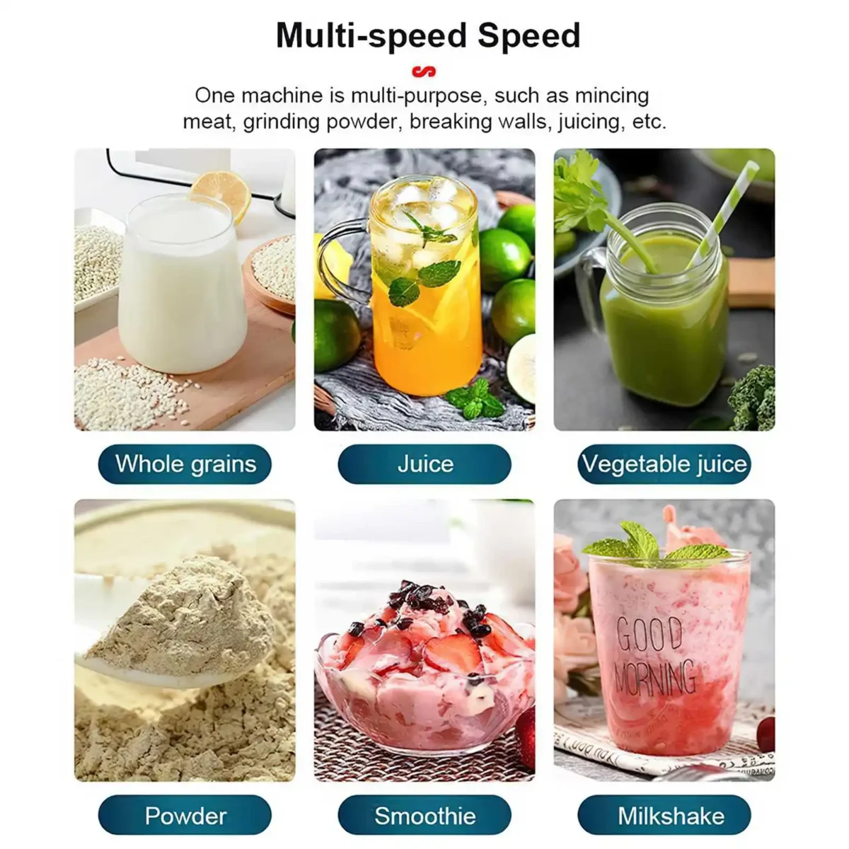 2 in 1 Electric Blender 2000W High Power Heavy Duty Commercial Blender Food Processor Ice Smoothies Kitchen Stationary Mixer