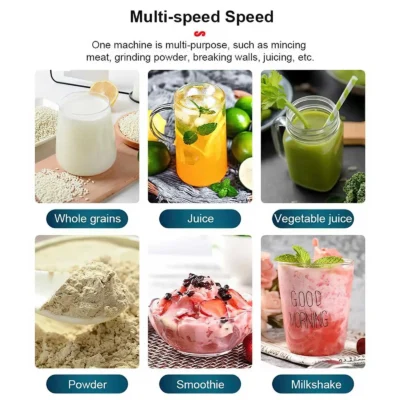 2 in 1 Electric Blender 2000W High Power Heavy Duty Commercial Blender Food Processor Ice Smoothies Kitchen Stationary Mixer