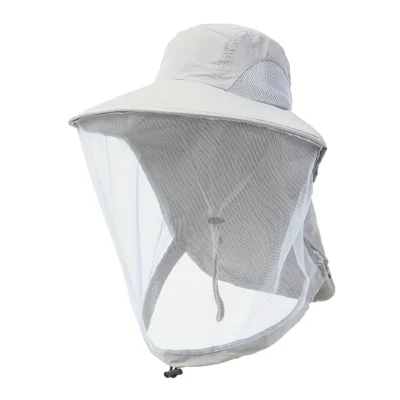 UV Protection Hat with Face Mask Breathable Insect Protection Wide Brim Fishing Hat Outdoor Sport Nature Hiking Camping Mesh Hat