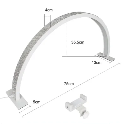 55cm 75cm Half Moon Light Half Moon Nail Desk Lamp with remote mobile phone clip for Eyelash Extension Nail Lash Tattoo Skincare