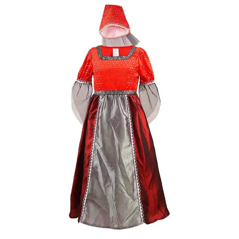 Girls' Outfit: 1 Long Witch Dress + 1 Red Pointed Hat; the Pointed Hat Can Fully Express Individuality and Give an Otherworldly Feel; the Soft and Flowing Black Fabric at the Top of the Hat and Sleeves Gives a Light and Agile Feel; Girls' Costumes for Halloween and Various Holiday Parties
