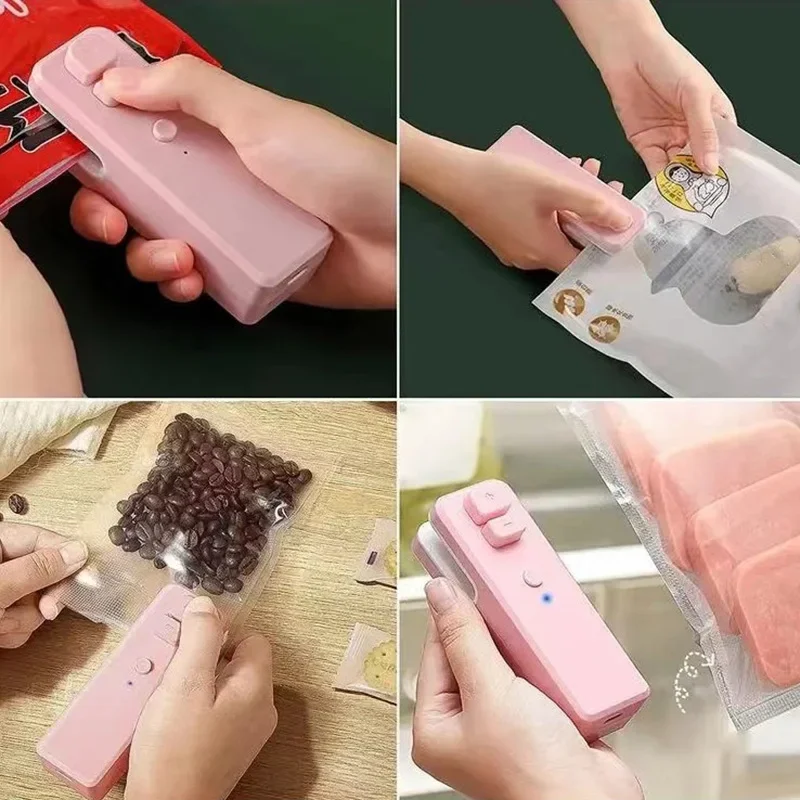 Portable Food Bag Sealing Machine Usb Rechargeable Household Vacuum Kaifeng Integrated Integrated Snack Sealer Kitchen Tools