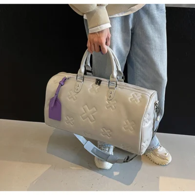 Women'S Travel Duffle Fashion Bag PU Leather Gym Fitness Yoga Luggage Boston Handbag Outdoor Sports Suitcase Shoulder Tote Bag
