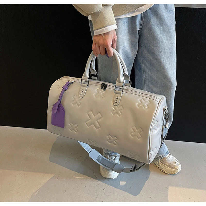 Women'S Travel Duffle Fashion Bag PU Leather Gym Fitness Yoga Luggage Boston Handbag Outdoor Sports Suitcase Shoulder Tote Bag