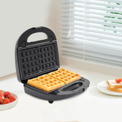 8-in-1 Multifunctional Breakfast Maker, Sandwich Maker, Waffle Maker, Doughnut Maker, with 8 Molds, 750W High Efficiency, Black